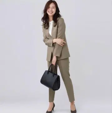 아오야마 그레이지 정장 세트 테이퍼드 팬츠 수트 V 칼라 미사용