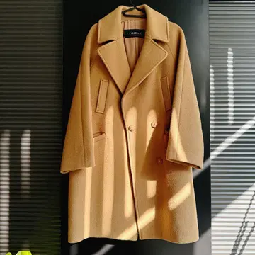 카멜 더블 브레스트 체스터 코트