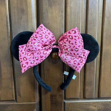 디즈니 머리띠 레오파드 무늬 핑크