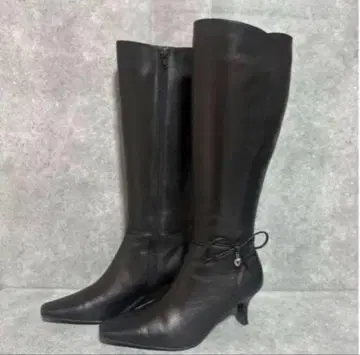 오늘 한정 가격 롱 부츠 리본 포함 블랙 22.5