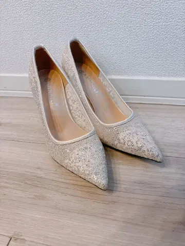 브라이덜 신발 화이트 글리터 24.0~24.5cm