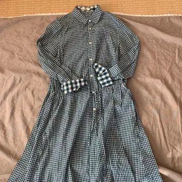 45r 깅엄 체크 셔츠 원피스