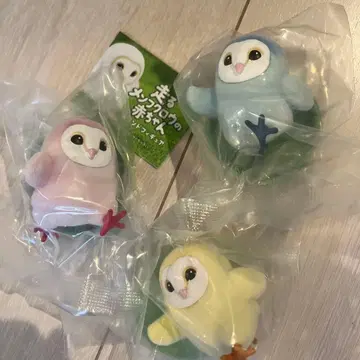 달리는 가면올빼미 아기 스탠드 피규어 3개 세트