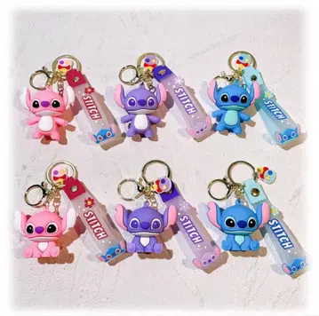 [새상품] 릴로 & 스티치 실리콘 키체인 6개 세트