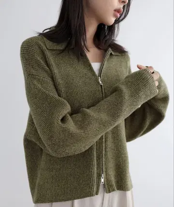 더블 지퍼 폴로 니트 가디건