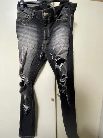 leflah 데미지 데님 팬츠 블랙/그레이