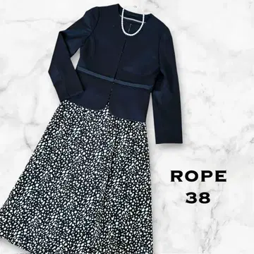 [ 새상품급 ] ROPE 네이비 노카라 자켓 + 스커트 셋업 38