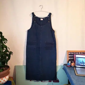 빈티지 데님 살로펫 스커트 점프수트 빅 사이즈