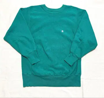 챔피온 리버스 위브 터콰이즈 에메랄드 그린 자수 택