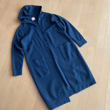 차코트 밸런스 네이비 후드 부착 롱 가디건