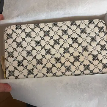 아사쿠사 문고 꽃무늬 천연 가죽 장지갑 미사용 새상품