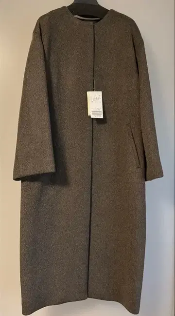 그레이 울 혼방 롱 코트