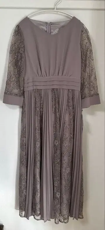 [택 포함 미사용] 레이스 x 쉬폰 롱 드레스 그레이지 L 결혼식