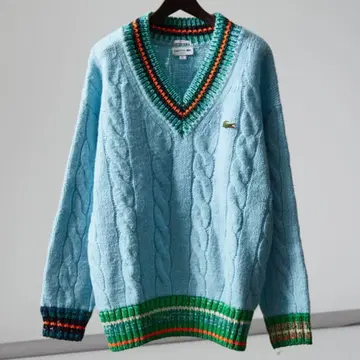 라코스테 데코라티브 리브 니트 틸덴 스웨터 틸덴 니트 V넥