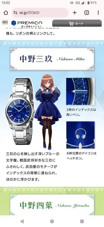 나카노 미쿠 애니메이션 시계