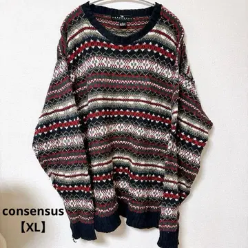 consensus 스트라이프 니트 스웨터 XL 올 패턴 긴팔 상의
