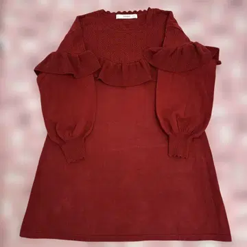 PINK HOUSE 버건디 니트 긴팔 프릴