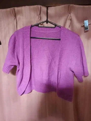 OTTO 오토 보라색 니트 린넨코튼 하프 반팔 가디건