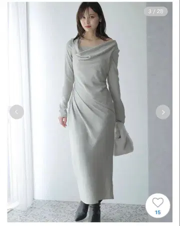 SNIDEL 드레이프 백 새틴 롱 원피스