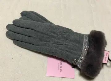 510 새상품 kate spade 벨로아 큐빅 리본 장갑 그레이