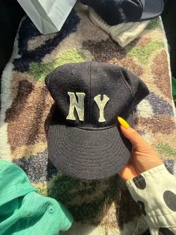 NY 로고 자수 네이비 야구 모자