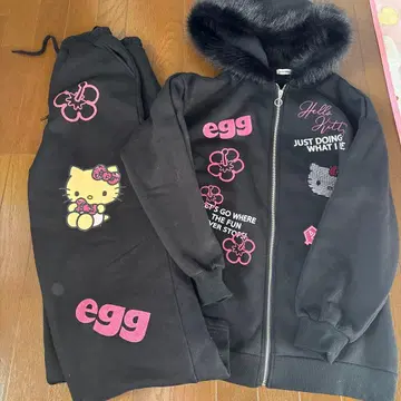 시마무라 아베일 egg 헬로키티 속기모 지퍼 후드티 바지