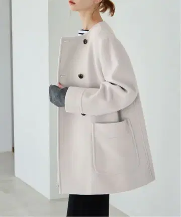 노카라 자켓 라이트 베이지