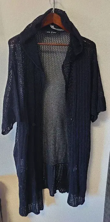 노아이디 후드 부착 롱 메쉬 후드티