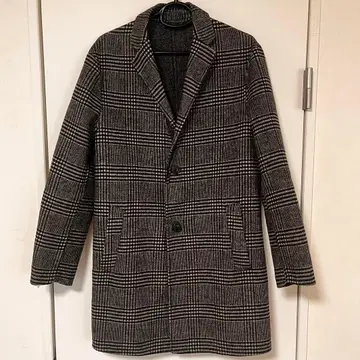 ZARA 남성용 그레이 체크 체스터 코트