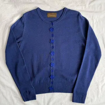 [ 미사용 새상품 ] 레스피기 플라워 버튼 가디건 블루