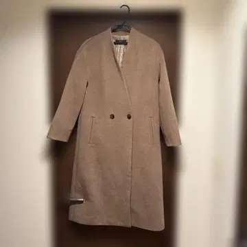 베이지 더블 브레스트 롱 코트 M 사이즈