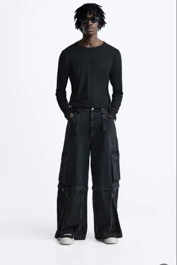 ZARA 탈부착 카고 데님 팬츠 2way 블랙 사이즈 38