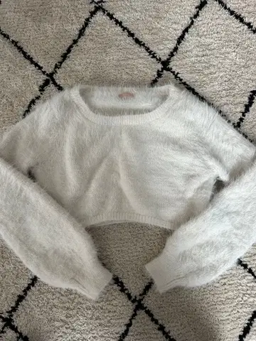 화이트 크롭 니트 스웨터 F 사이즈