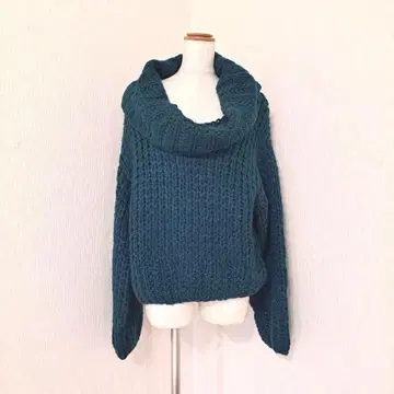 택 포함 미사용 AS KNOW AS 오프 터틀 루즈핏 니트 그린