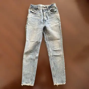 moussy 라이트 블루 스트레이트 데님 프린지 밑단