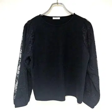 그라시아 GLACIER 긴팔 상의 M 블랙 소매 레이스 꽃무늬