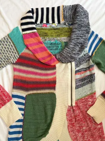 Desigual 멀티 컬러 패치워크 니트 M