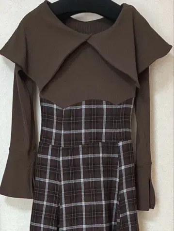 더즈린 빅 칼라 체크 코르셋 원피스