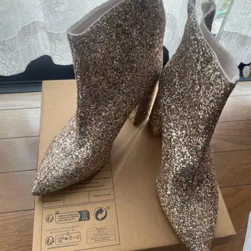 무대 의상용 골드 글리터 숏부츠