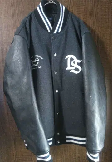 DOUBLESTEAL 울 바시티 자켓 그레이 x 블랙