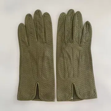 새상품급 이탈리아제 여성용 가죽 그로브 가죽 장갑 올리브 그린 안감 없음