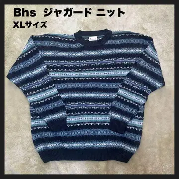 [ USED ] Bhs 자카드 니트 네이비 계열 XL