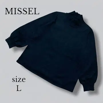 [ MISSEL ] 하이넥 니트 풀오버 L 블랙