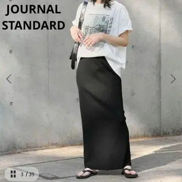 새상품급 저널 스탠다드 탄력 골지 롱 스커트 블랙