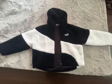 PUMA 플리스 자켓 블랙 화이트