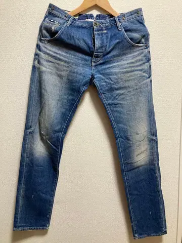 GAS 데미지 가공 블루 데님 팬츠