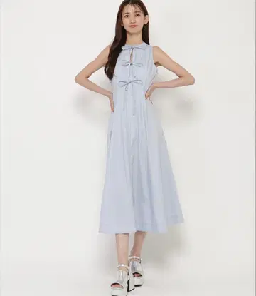 리본 디테일 롱 원피스