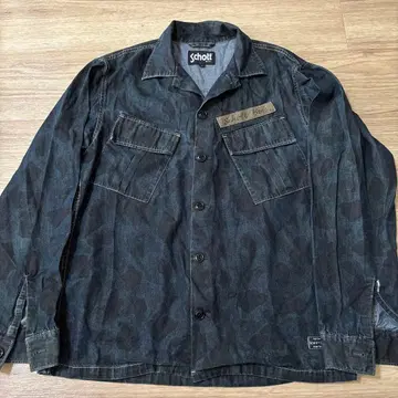 [배송비 포함] Schott 카모 패턴 데님 셔츠