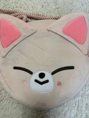 고양이 얼굴 디자인 파우치 베이지 핑크