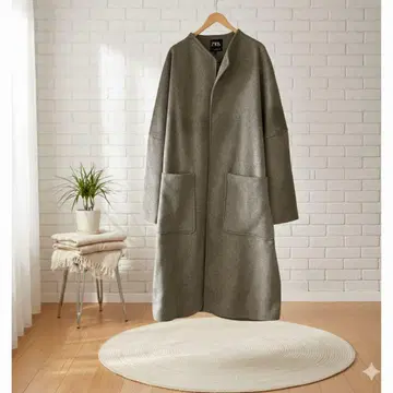 ZARA 그레이 롱 코트 여성용 S